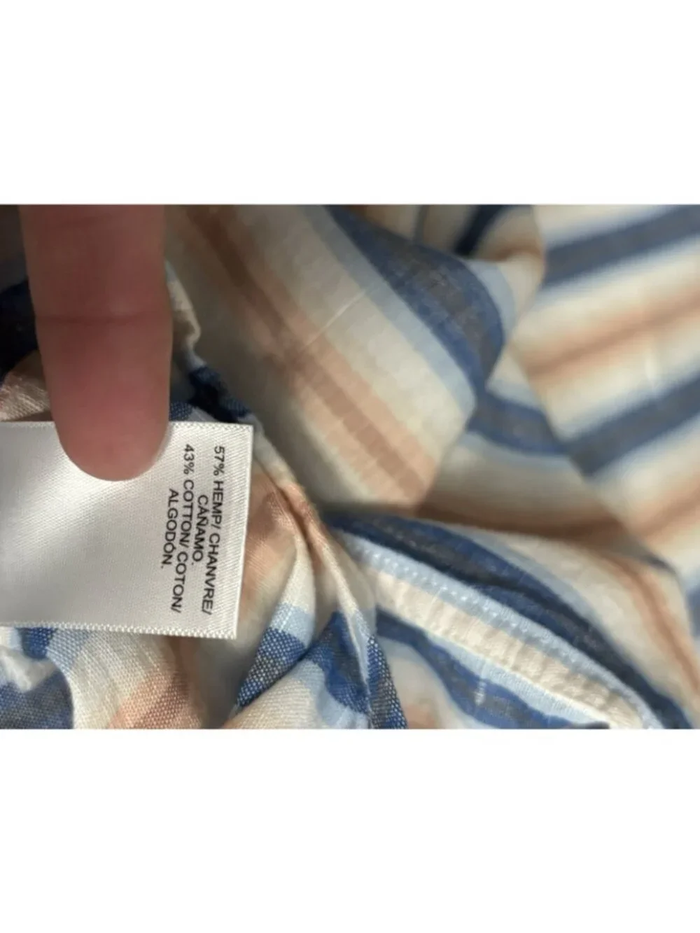 Lucky Brand Button Shirt Mens XL Multicolor Classic Fit Striped Pockets Hemp - Picture 8 of 12